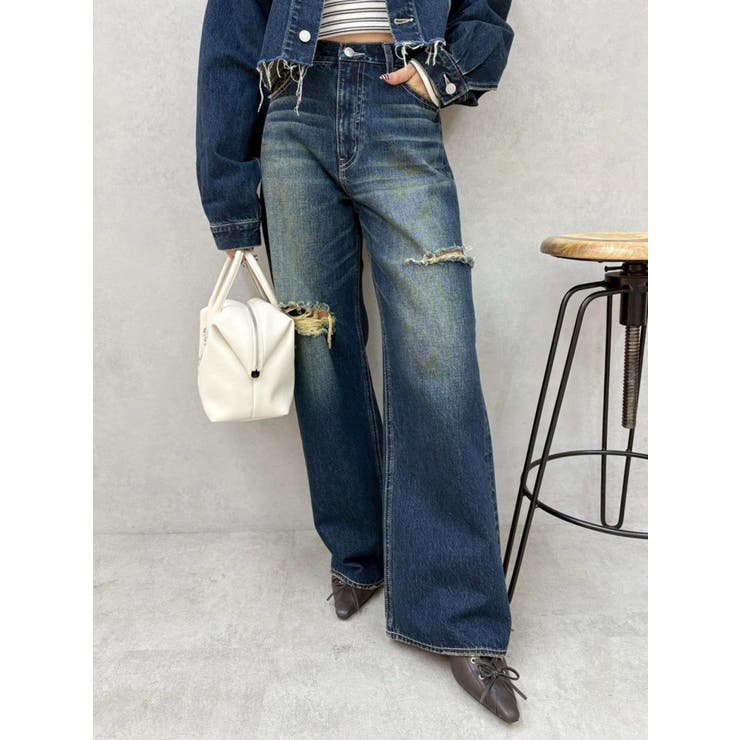 カットアウトワイドデニムパンツ【セットアップ着用可能】 | EVRIS | 詳細画像19 