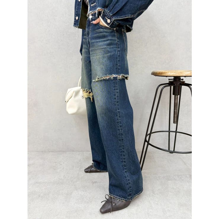 カットアウトワイドデニムパンツ【セットアップ着用可能】 | EVRIS | 詳細画像20 