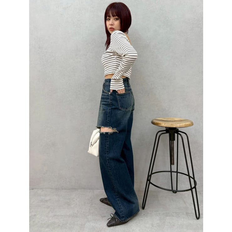 カットアウトワイドデニムパンツ【セットアップ着用可能】 | EVRIS | 詳細画像23 