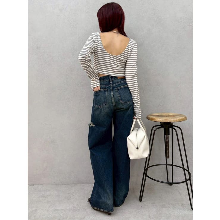 カットアウトワイドデニムパンツ【セットアップ着用可能】 | EVRIS | 詳細画像24 