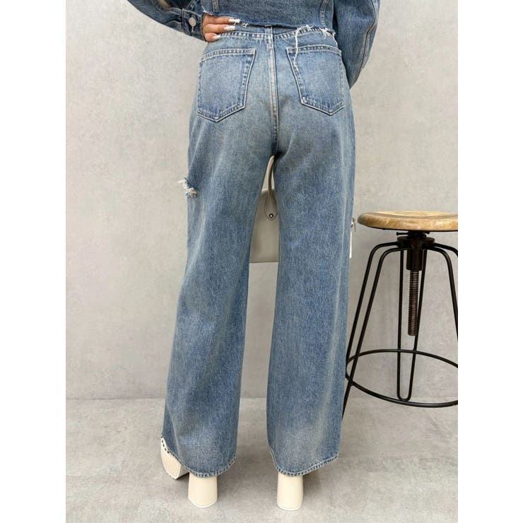 カットアウトワイドデニムパンツ【セットアップ着用可能】 | EVRIS | 詳細画像46 