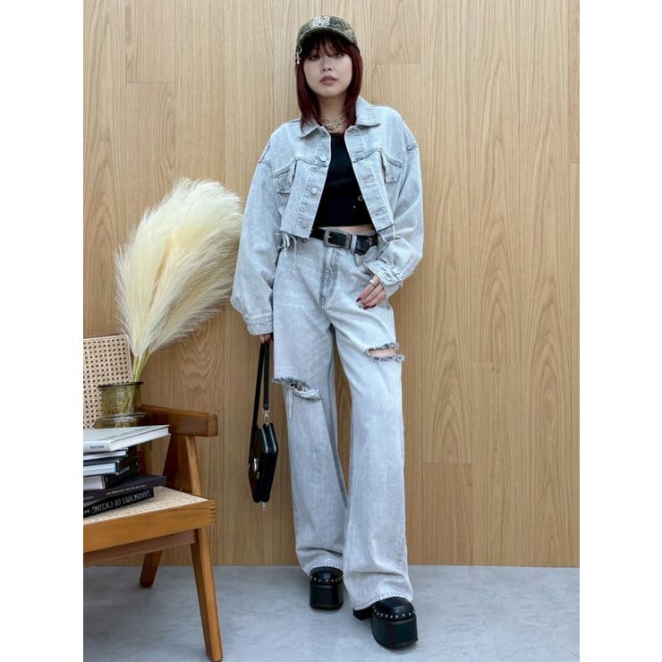 カットアウトワイドデニムパンツ【セットアップ着用可能】 | EVRIS | 詳細画像5 