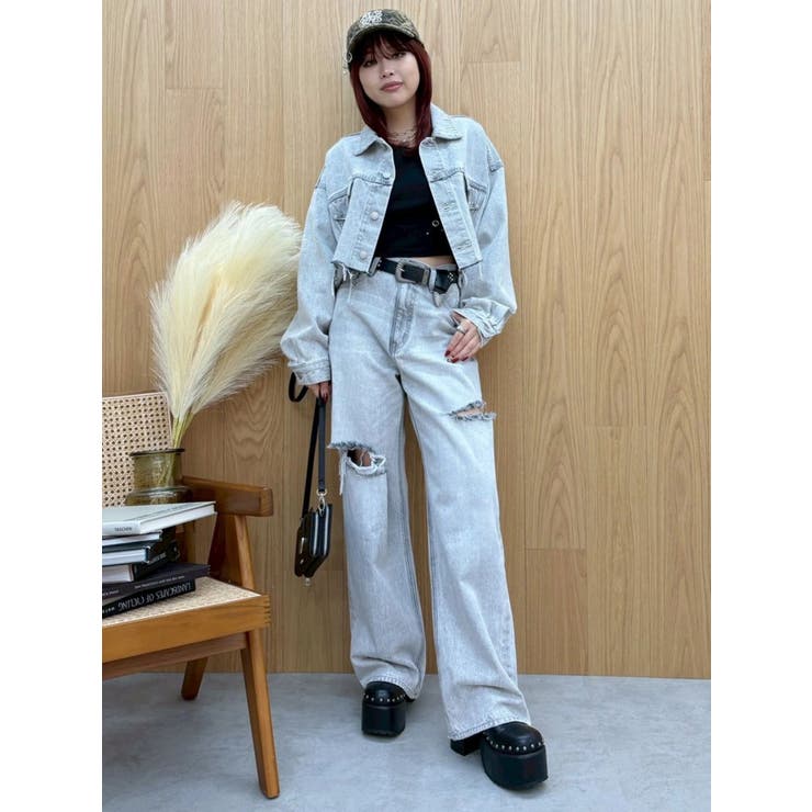 カットアウトワイドデニムパンツ【セットアップ着用可能】 | EVRIS | 詳細画像6 