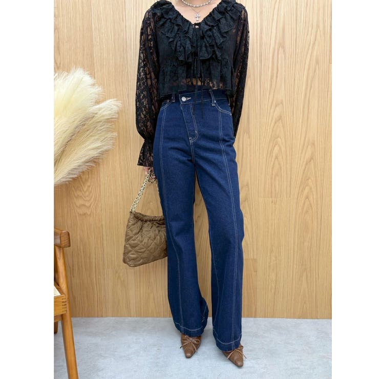 ウエストクロスフレアデニムパンツ【セットアップ着用可能】 | EVRIS | 詳細画像10 