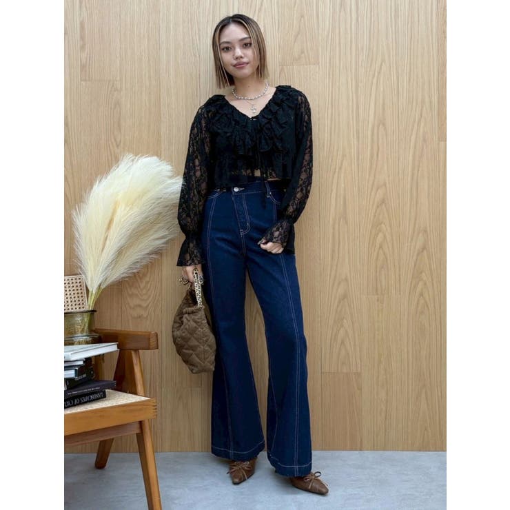 ウエストクロスフレアデニムパンツ【セットアップ着用可能】 | EVRIS | 詳細画像11 