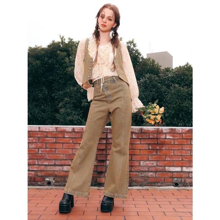 ウエストクロスフレアデニムパンツ【セットアップ着用可能】 | EVRIS | 詳細画像4 