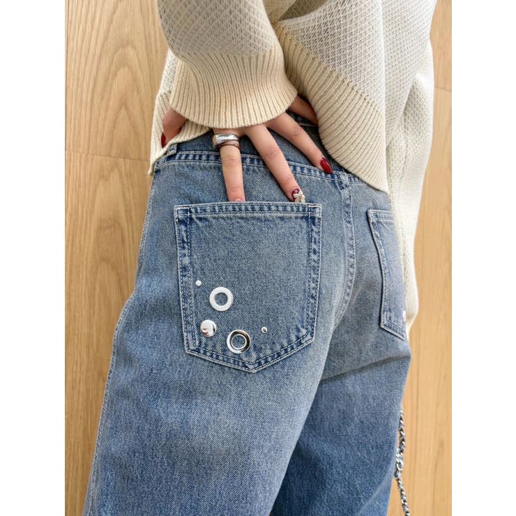 MIX MOTIF ワイドデニムパンツ | EVRIS | 詳細画像4 