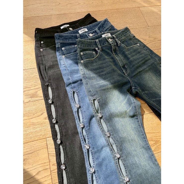 サイドビジューフレアデニムパンツ | EVRIS | 詳細画像11 