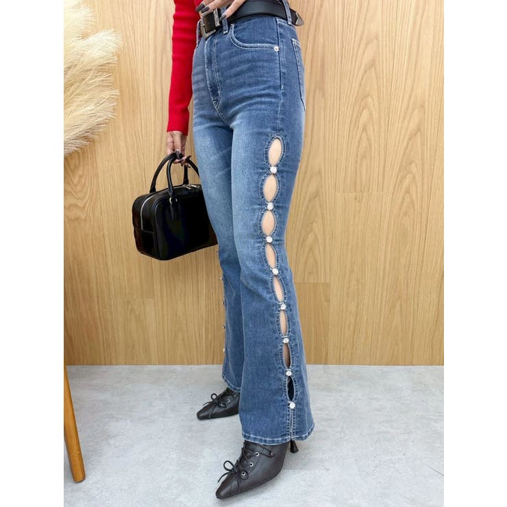 サイドビジューフレアデニムパンツ | EVRIS | 詳細画像12 