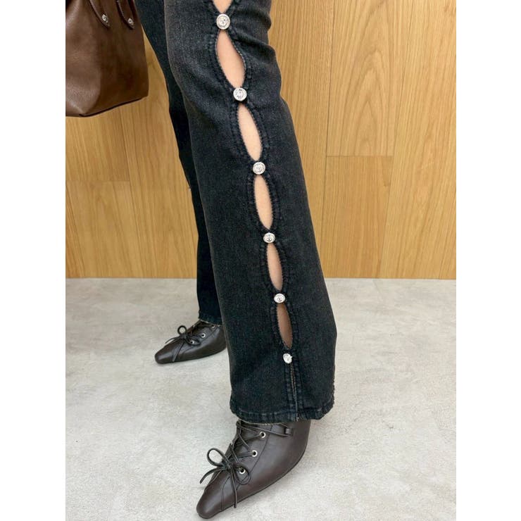 サイドビジューフレアデニムパンツ | EVRIS | 詳細画像17 