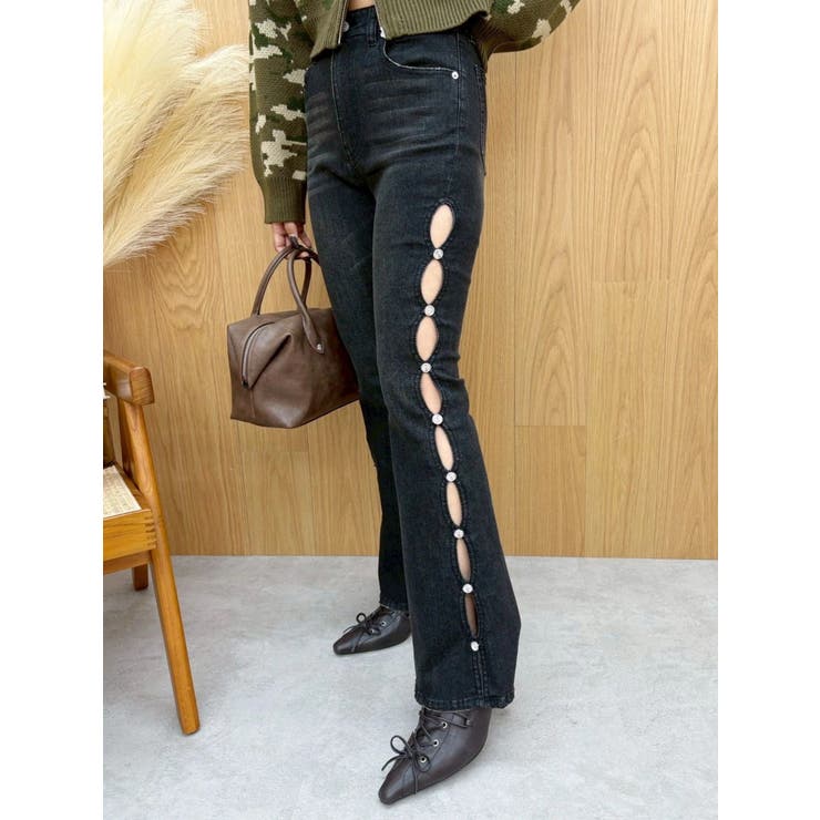 サイドビジューフレアデニムパンツ | EVRIS | 詳細画像18 