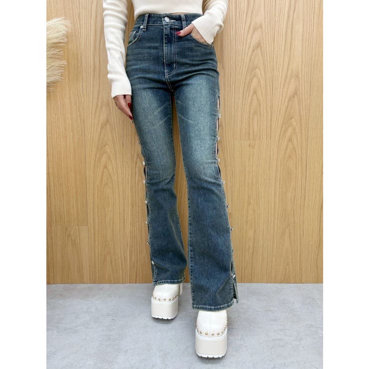 サイドビジューフレアデニムパンツ | EVRIS | 詳細画像24 