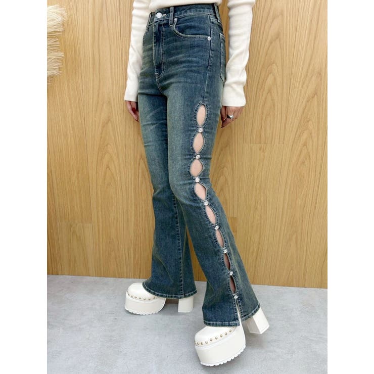 サイドビジューフレアデニムパンツ | EVRIS | 詳細画像25 