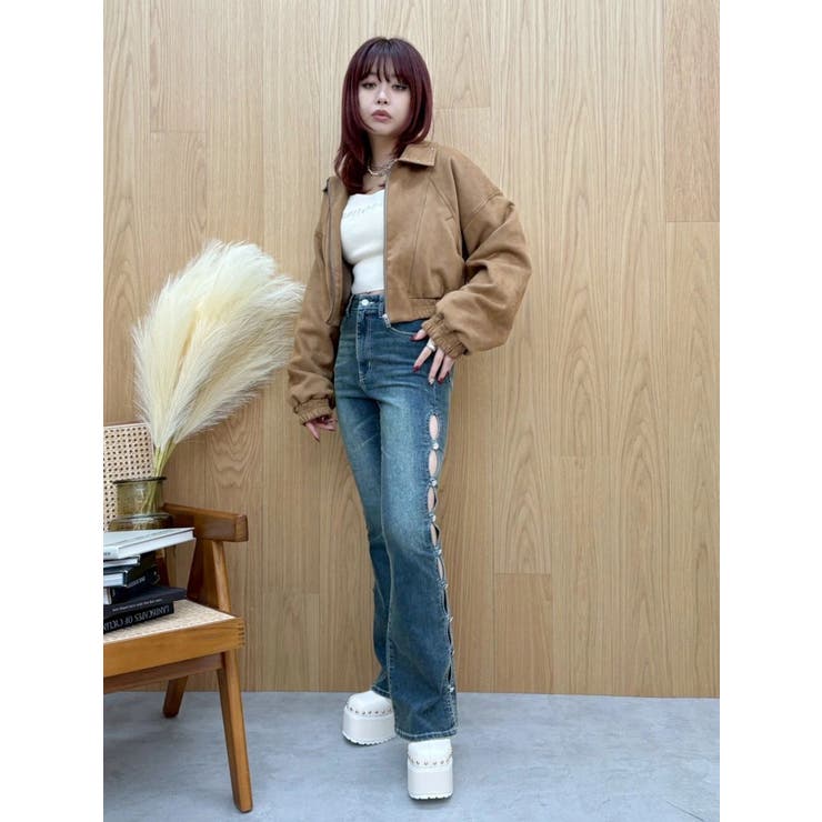 サイドビジューフレアデニムパンツ | EVRIS | 詳細画像30 