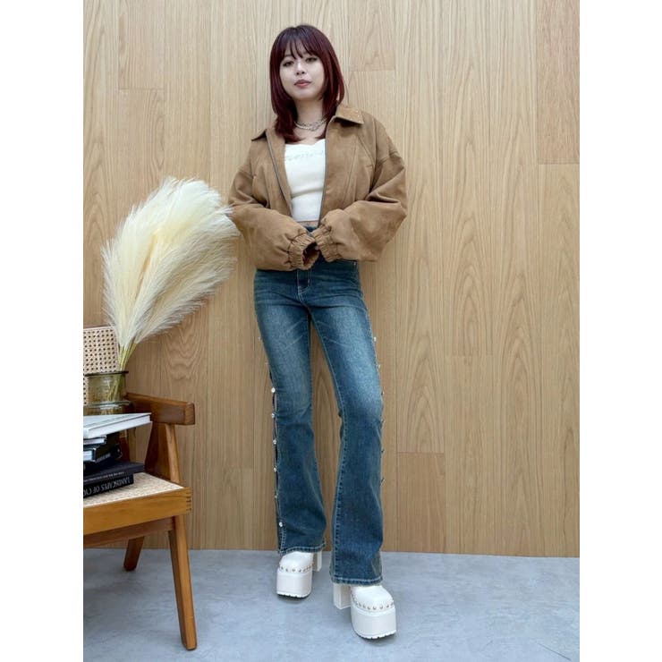 サイドビジューフレアデニムパンツ | EVRIS | 詳細画像31 