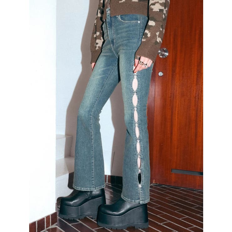 サイドビジューフレアデニムパンツ | EVRIS | 詳細画像7 