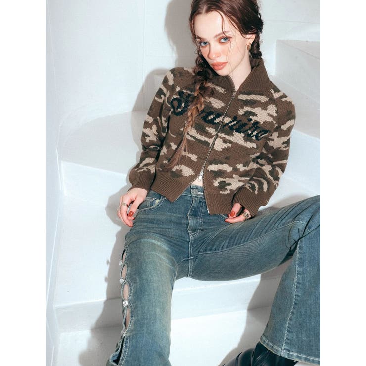 サイドビジューフレアデニムパンツ | EVRIS | 詳細画像8 