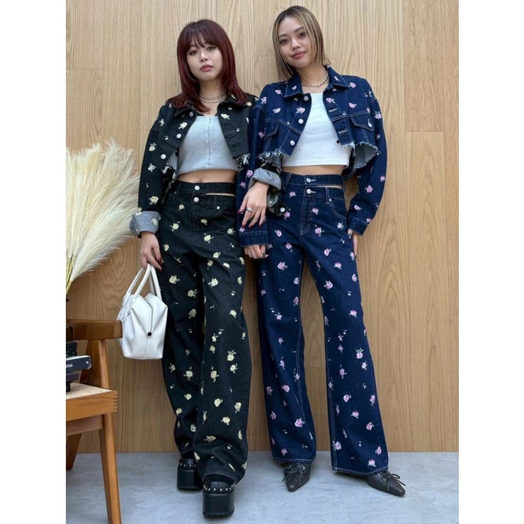 Embroideryカットアウトワイドデニムパンツ【セットアップ着用可能】 | EVRIS | 詳細画像12 