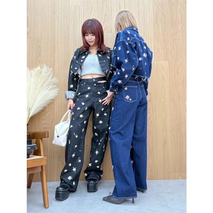 Embroideryカットアウトワイドデニムパンツ【セットアップ着用可能】 | EVRIS | 詳細画像14 