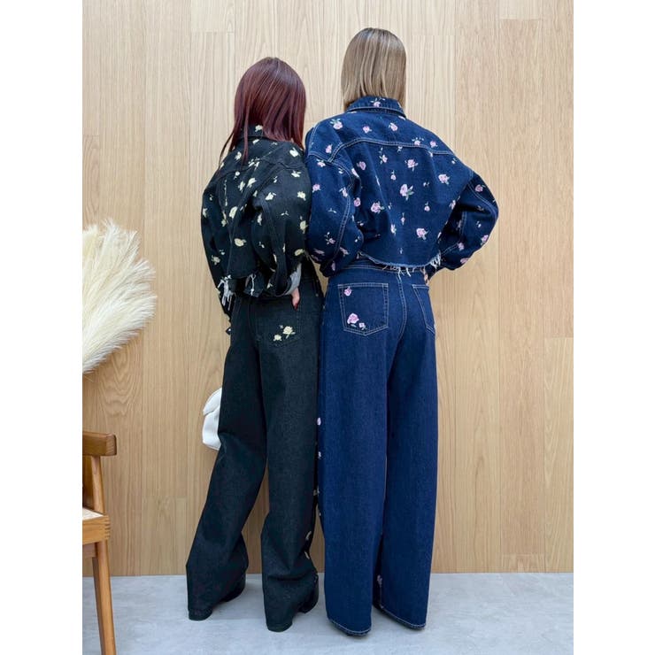 Embroideryカットアウトワイドデニムパンツ【セットアップ着用可能】 | EVRIS | 詳細画像15 