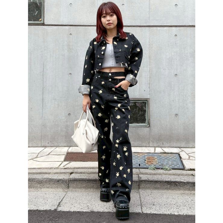 Embroideryカットアウトワイドデニムパンツ【セットアップ着用可能】 | EVRIS | 詳細画像16 