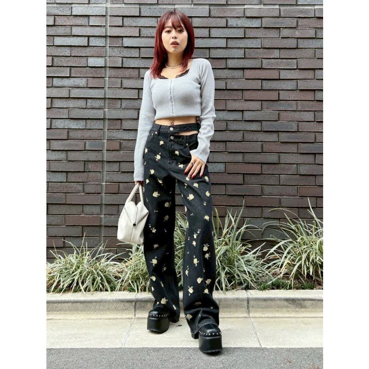 Embroideryカットアウトワイドデニムパンツ【セットアップ着用可能】 | EVRIS | 詳細画像20 