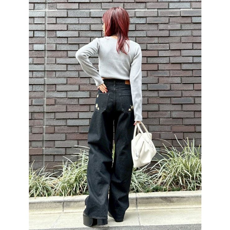 Embroideryカットアウトワイドデニムパンツ【セットアップ着用可能】 | EVRIS | 詳細画像22 