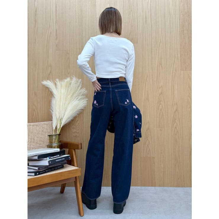 Embroideryカットアウトワイドデニムパンツ【セットアップ着用可能】 | EVRIS | 詳細画像29 