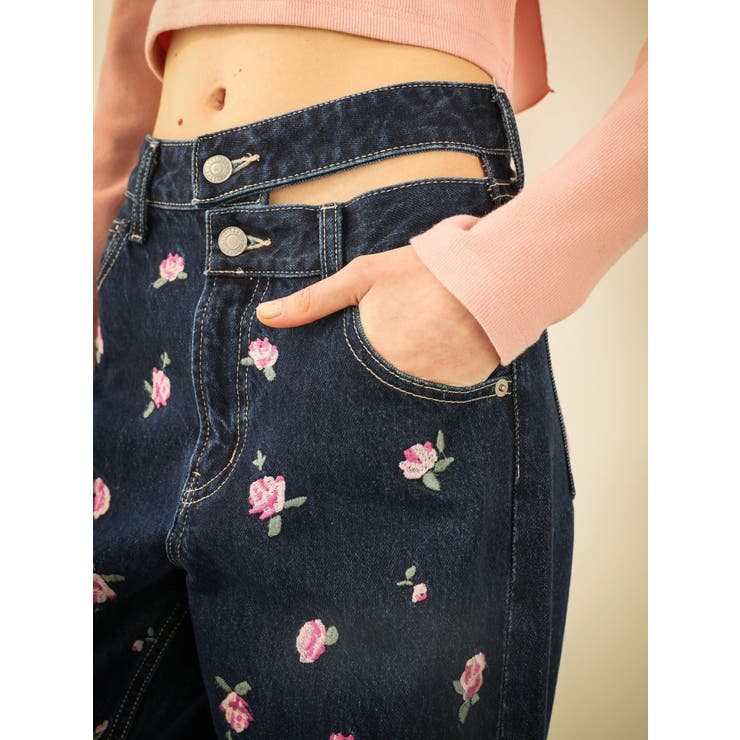 Embroideryカットアウトワイドデニムパンツ【セットアップ着用可能】 | EVRIS | 詳細画像49 