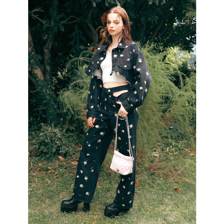 Embroideryカットアウトワイドデニムパンツ【セットアップ着用可能】 | EVRIS | 詳細画像7 