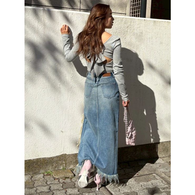 ダメージスリットロングデニムスカート【セットアップ着用可能】 | EVRIS | 詳細画像10 