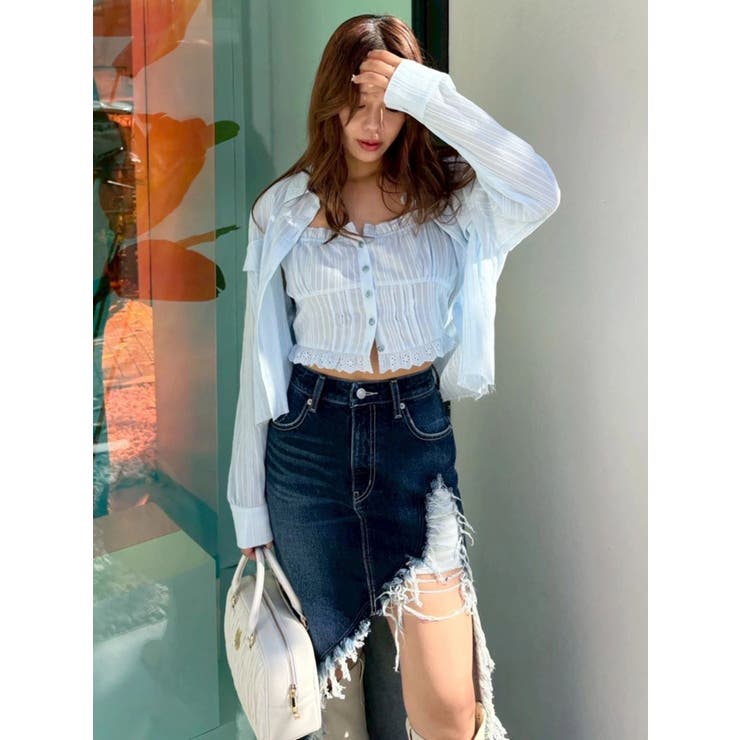 ダメージスリットロングデニムスカート【セットアップ着用可能】 | EVRIS | 詳細画像13 