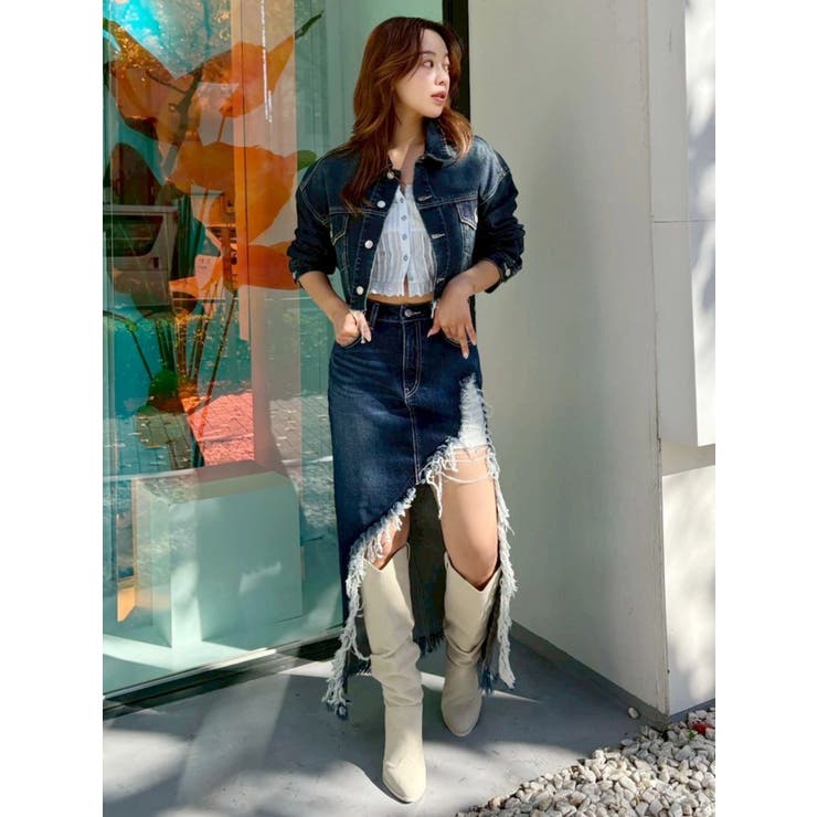 ダメージスリットロングデニムスカート【セットアップ着用可能】 | EVRIS | 詳細画像18 