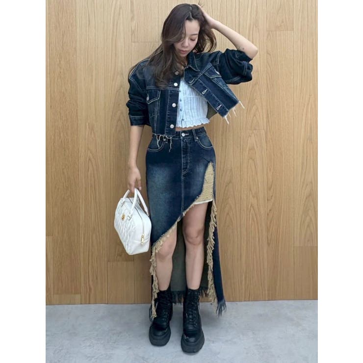 ダメージスリットロングデニムスカート【セットアップ着用可能】 | EVRIS | 詳細画像22 