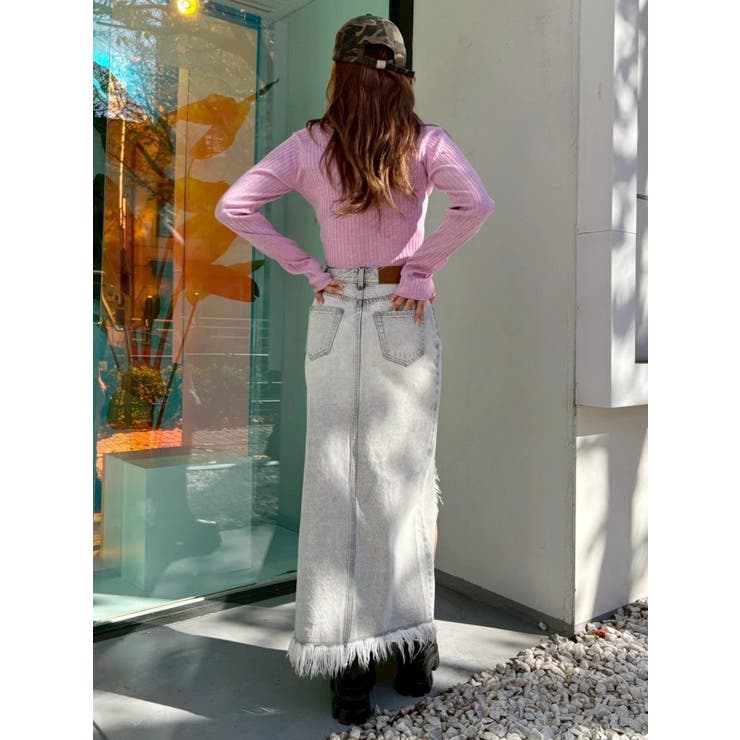 ダメージスリットロングデニムスカート【セットアップ着用可能】 | EVRIS | 詳細画像7 