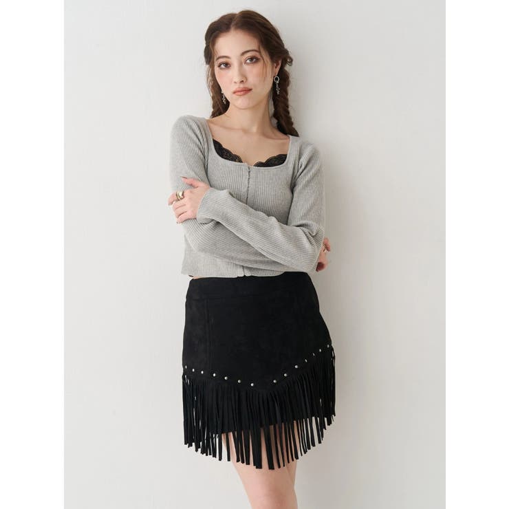 フロントホックレースドッキングニットトップス | EVRIS | 詳細画像10 