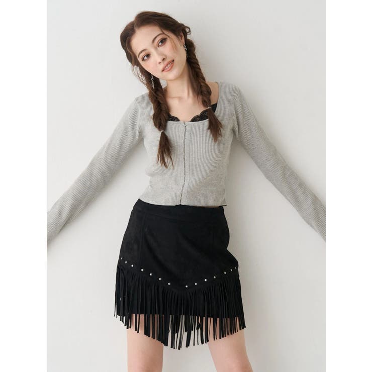 フロントホックレースドッキングニットトップス | EVRIS | 詳細画像11 