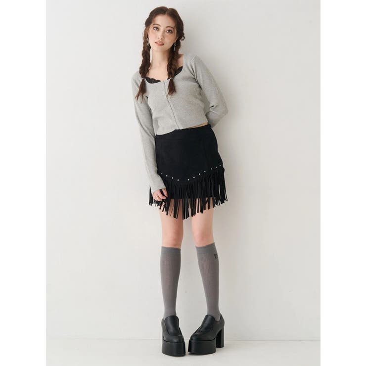 フロントホックレースドッキングニットトップス | EVRIS | 詳細画像14 