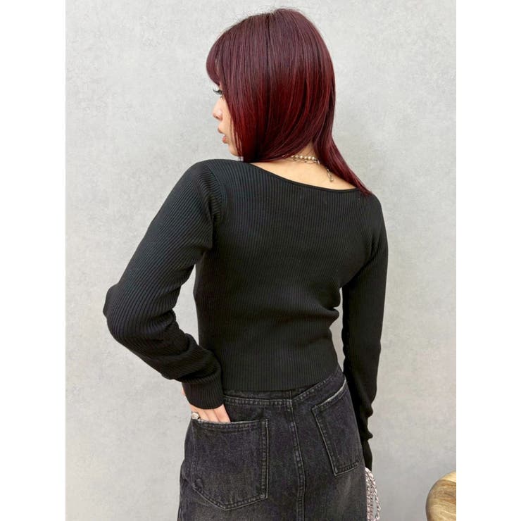 フロントホックレースドッキングニットトップス | EVRIS | 詳細画像30 