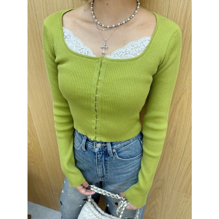 フロントホックレースドッキングニットトップス | EVRIS | 詳細画像39 