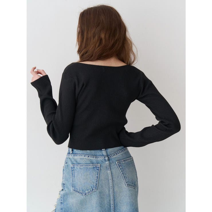 フロントホックレースドッキングニットトップス | EVRIS | 詳細画像4 