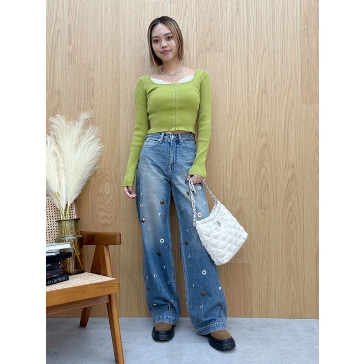 フロントホックレースドッキングニットトップス | EVRIS | 詳細画像42 