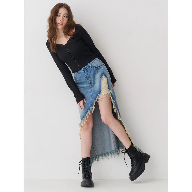 フロントホックレースドッキングニットトップス | EVRIS | 詳細画像6 