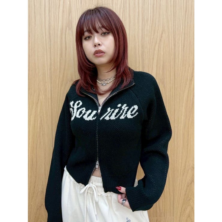 ブラック | コンパクトジャガードニットトップス | EVRIS