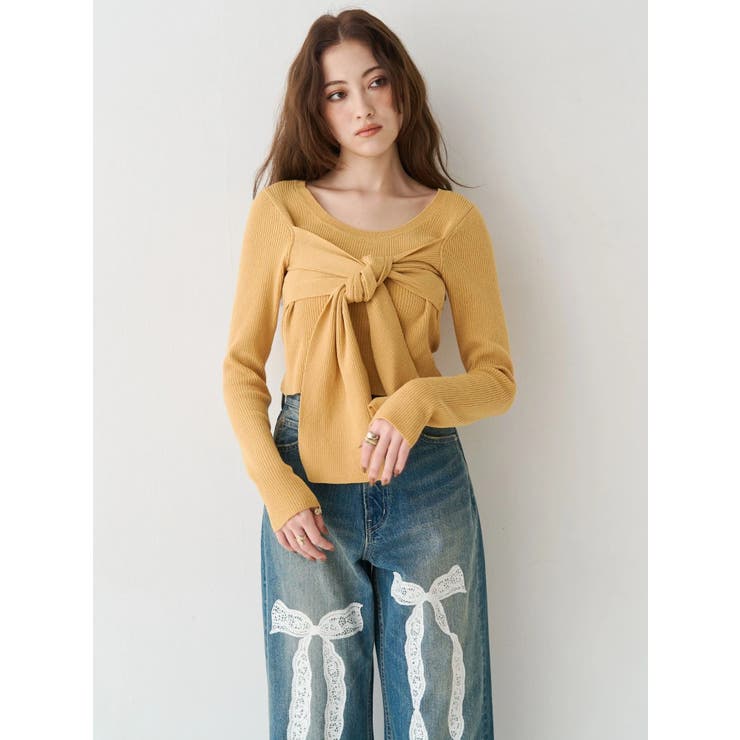 リボンデザインニットトップス | EVRIS | 詳細画像3 