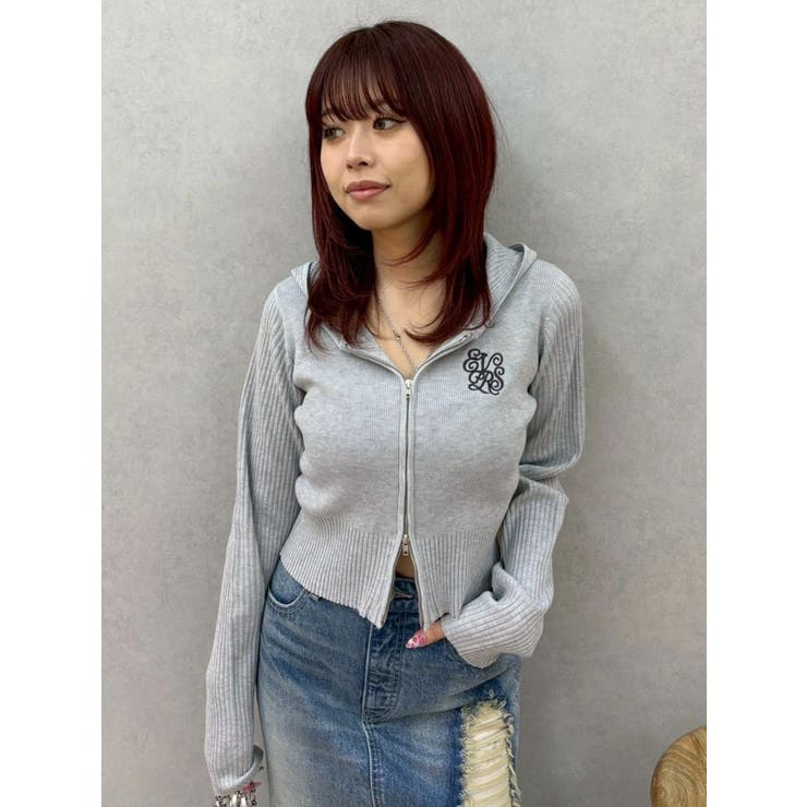 グレー | ワンポイントジップアップニットフーディー | EVRIS
