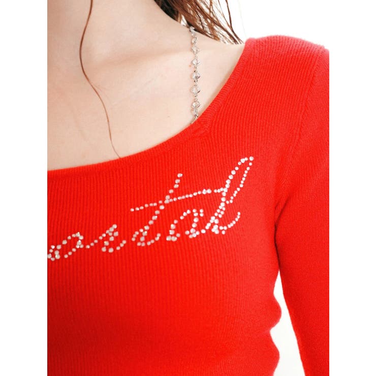 ラインストーンロゴニットトップス | EVRIS | 詳細画像2 