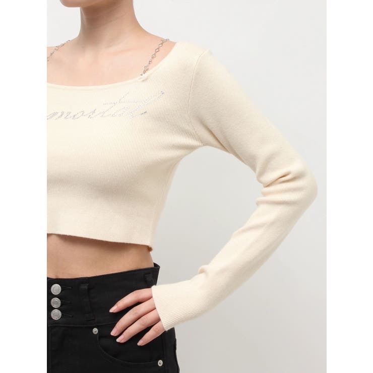 ラインストーンロゴニットトップス | EVRIS | 詳細画像32 