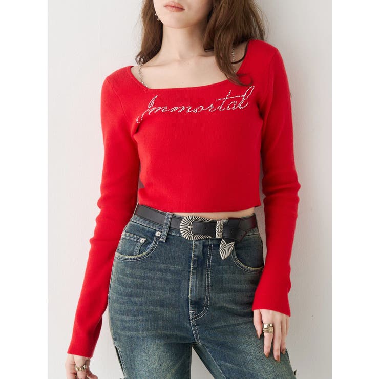 ラインストーンロゴニットトップス | EVRIS | 詳細画像41 