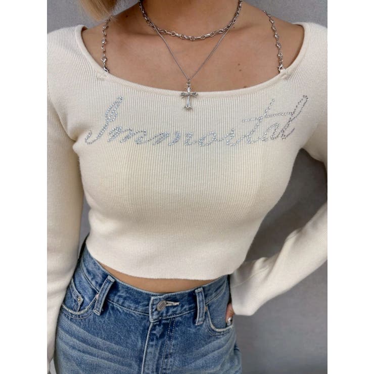 ラインストーンロゴニットトップス | EVRIS | 詳細画像48 